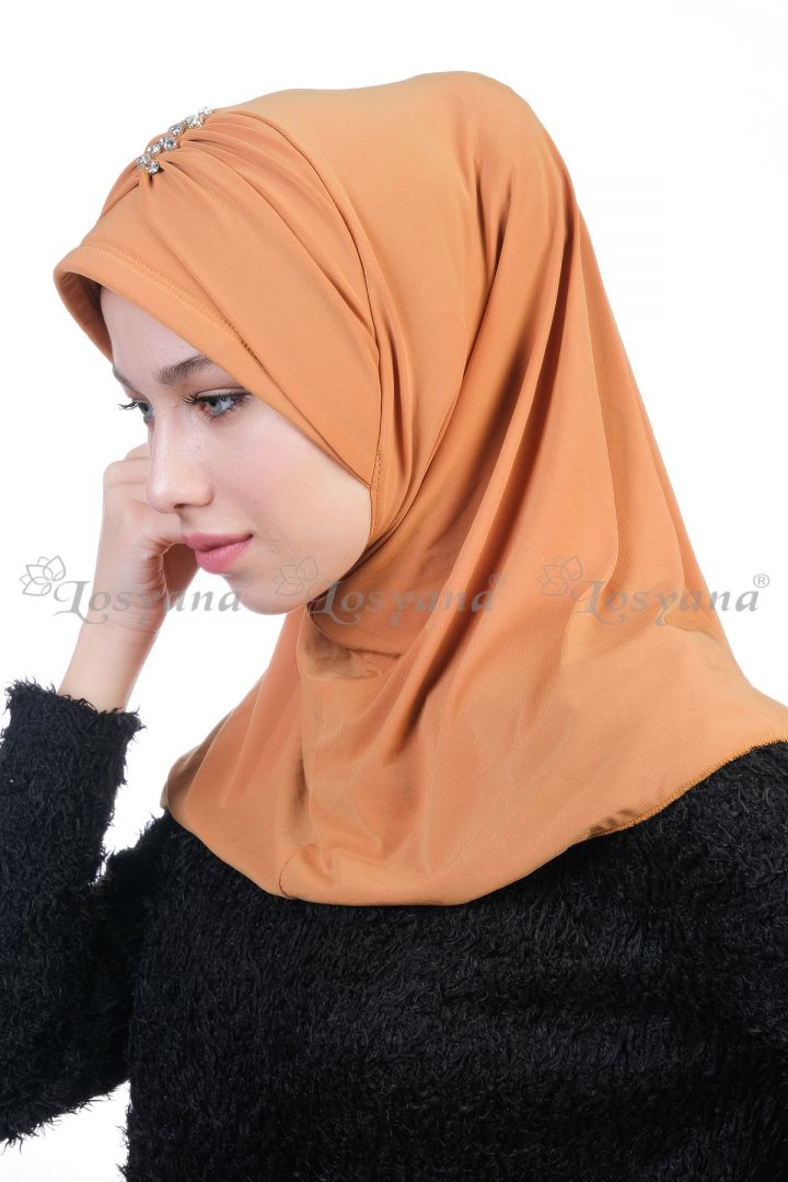 Kelebek Taşlı Hijab Gold